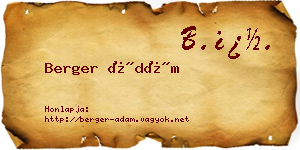 Berger Ádám névjegykártya