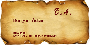 Berger Ádám névjegykártya
